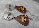 Aerosmith Permanent Vacation Guitar Pick Earrings with Stainless Steel Rock On Charms