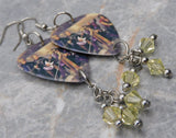 Aerosmith Guitar Pick Earrings with Pale Yellow Swarovski Crystal Dangles