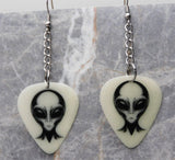 Glow in the Dark Alien Head Dangling Guitar Pick Earrings