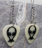 Glow in the Dark Alien Head Dangling Guitar Pick Earrings