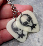 Glow in the Dark Alien Head Dangling Guitar Pick Earrings
