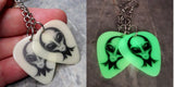 Glow in the Dark Alien Head Dangling Guitar Pick Earrings