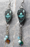 Alien UFO Guitar Pick Earrings with Alien Stainless Steel Charm and Swarovski Crystal Dangles