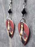 Amy Winehouse Guitar Pick Earrings with Black Swarovski Crystals