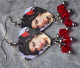 Amy Winehouse Guitar Pick Earrings with Red Swarovski Crystals