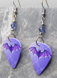 Purple Bat Guitar Pick Earrings with Purple Swarovski Crystals