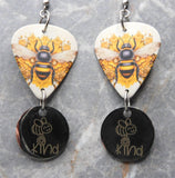 Bee Guitar Pick Earrings with Stainless Steel Be Kind Charms