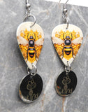 Bee Guitar Pick Earrings with Stainless Steel Be Kind Charms