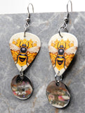 Bee Guitar Pick Earrings with Stainless Steel Be Kind Charms
