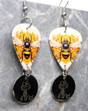 Bee Guitar Pick Earrings with Stainless Steel Be Kind Charms