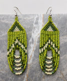Shades of Green Looping Brick Stitch Earrings