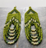 Shades of Green Looping Brick Stitch Earrings