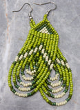 Shades of Green Looping Brick Stitch Earrings
