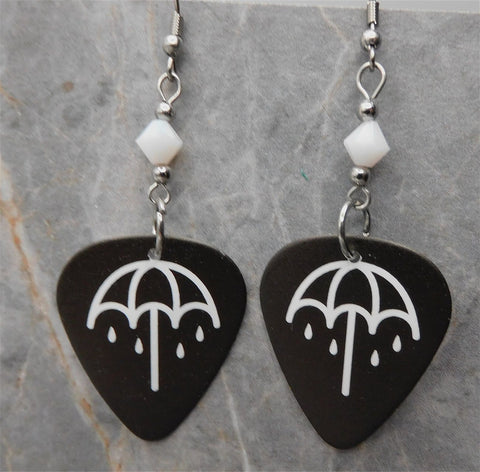 Bring Me The Horizon Guitar Pick Earrings with White Swarovski Crystals