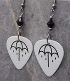 Bring Me The Horizon Guitar Pick Earrings with Black Swarovski Crystals