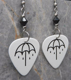 Bring Me The Horizon Guitar Pick Earrings with Black Swarovski Crystals