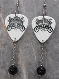 Bring Me The Horizon Guitar Pick Earrings with Black Pave Bead Dangles