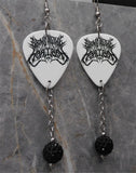 Bring Me The Horizon Guitar Pick Earrings with Black Pave Bead Dangles