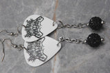 Bring Me The Horizon Guitar Pick Earrings with Black Pave Bead Dangles