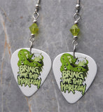 Bring Me The Horizon Guitar Pick Earrings with Lime Green Swarovski Crystals