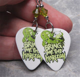 Bring Me The Horizon Guitar Pick Earrings with Lime Green Swarovski Crystals