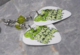 Bring Me The Horizon Guitar Pick Earrings with Lime Green Swarovski Crystals