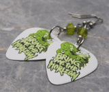 Bring Me The Horizon Guitar Pick Earrings with Lime Green Swarovski Crystals