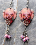 Bring Me The Horizon Post Human NeX GEn Guitar Pick Earrings with Pink AB Swarovski Crystals