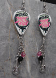 Bring Me The Horizon Sempiternal Guitar Pick Earrings with Pink Swarovski Crystal Dangles