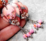 Bring Me The Horizon Post Human NeX GEn Guitar Pick Earrings with Pink AB Swarovski Crystals