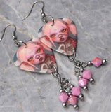 Bring Me The Horizon Post Human NeX GEn Guitar Pick Earrings with Pink AB Swarovski Crystals