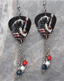 American Flag Kitty Guitar Pick Earrings with Swarovski Crystals Dangles