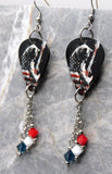 American Flag Kitty Guitar Pick Earrings with Swarovski Crystals Dangles