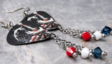 American Flag Kitty Guitar Pick Earrings with Swarovski Crystals Dangles