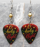 O Holy Night Guitar Pick Earrings with Metallic Gold Swarovski Crystals