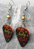 O Holy Night Guitar Pick Earrings with Metallic Gold Swarovski Crystals