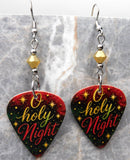 O Holy Night Guitar Pick Earrings with Metallic Gold Swarovski Crystals
