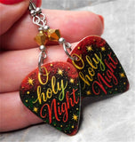 O Holy Night Guitar Pick Earrings with Metallic Gold Swarovski Crystals