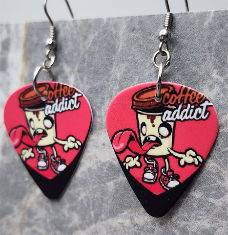 Coffee Addict Guitar Pick Earrings