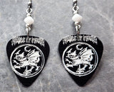 Cradle of Filth Guitar Pick Earrings with White Swarovski Crystals