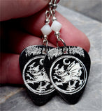 Cradle of Filth Guitar Pick Earrings with White Swarovski Crystals