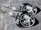 Cradle of Filth Guitar Pick Earrings with White Swarovski Crystals