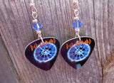 Def Leppard Adrenalize Guitar Pick Earrings with Blue Swarovski Crystals