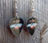 Def Leppard Mirror Ball Guitar Pick Earrings with Silver Swarovski Crystals