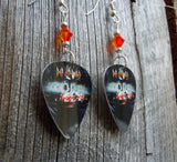 Def Leppard Mirror Ball Guitar Pick Earrings with Fire Opal Swarovski Crystals