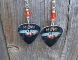 Def Leppard Mirror Ball Guitar Pick Earrings with Fire Opal Swarovski Crystals