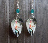 Def Leppard Phil Collen Guitar Pick Earrings with Turquoise Swarovski Crystals