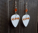Def Leppard Logo Guitar Pick Earrings with Fire Opal Swarovski Crystals
