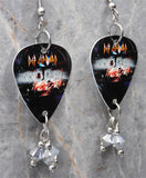 Def Leppard Mirror Ball Guitar Pick Earrings with Silver Swarovski Crystal Dangles