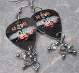 Def Leppard Mirror Ball Guitar Pick Earrings with Silver Swarovski Crystal Dangles